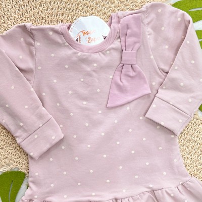 Vestido de Moletom Big Laço e Poá - Lilás